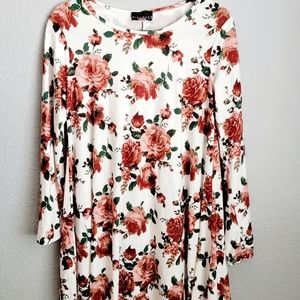 DISCREET long sleeve floral tunic blouse Size L